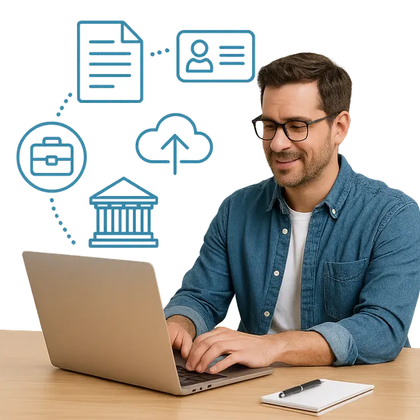 Persona realizando trámites digitales